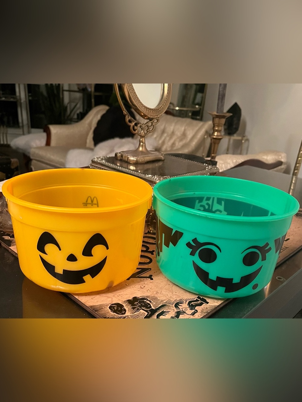 Vintage 1986 McDonald's Witch and Pumpkin Buckets